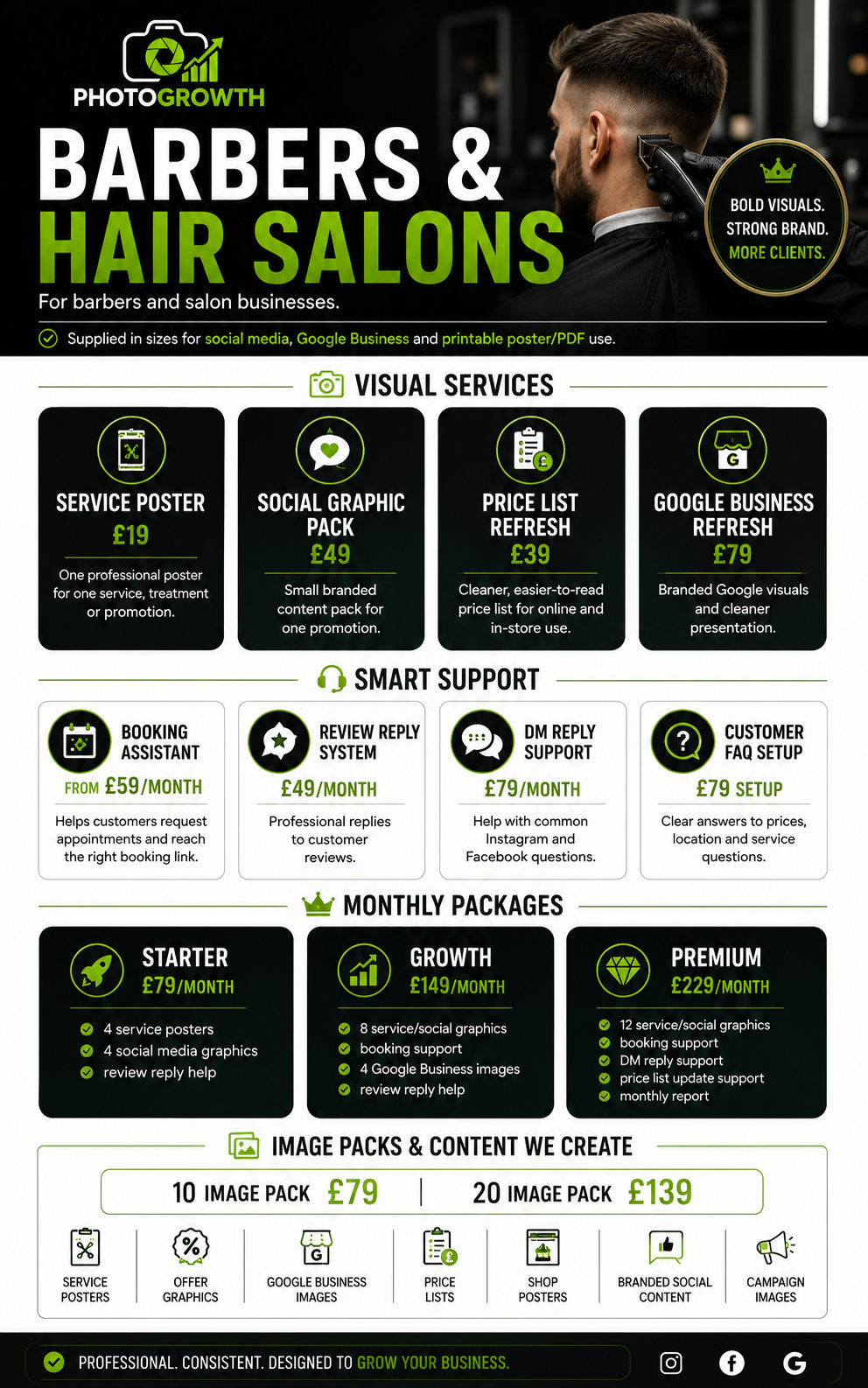 Barbers & Hair Salons pricing menu